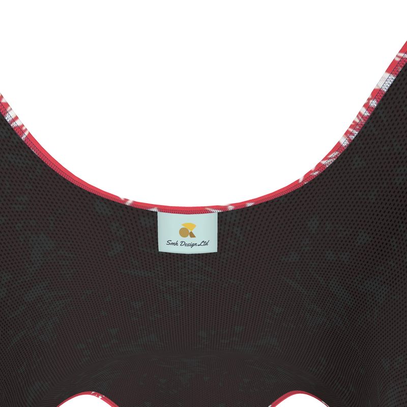 Activewear | Women | Swimsuit | Aspired Emergence Design White & Red Outline on Venetian Red | Breakthrough Collection