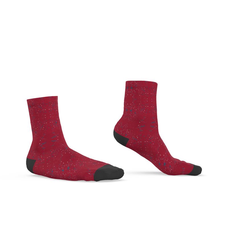 Approaching Christmas | Gifts | Men | Socks | Scatter Path Design Cardinal Red & Multi | Clutter Collection