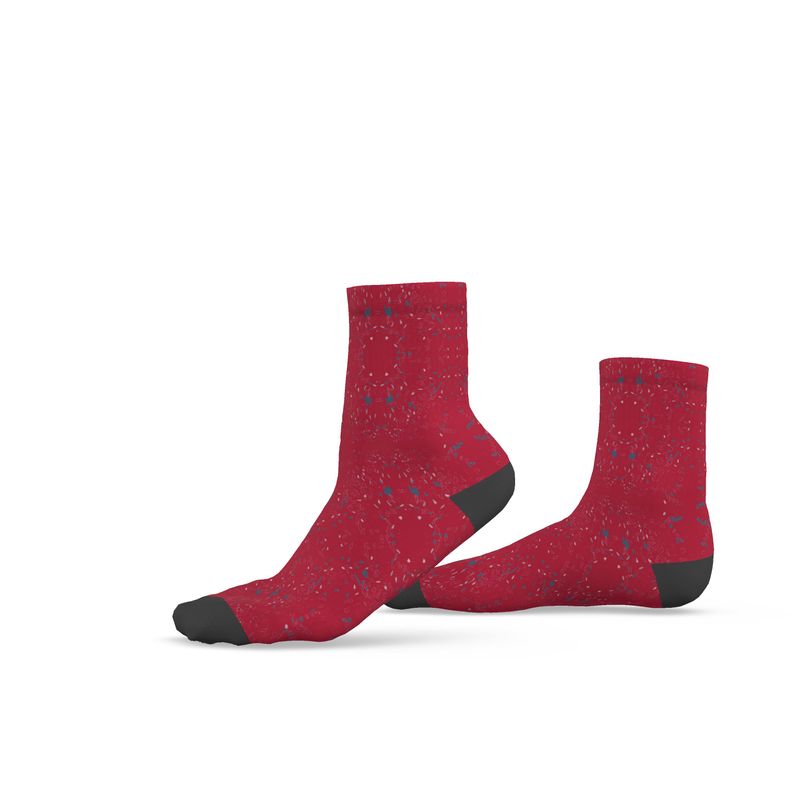 Approaching Christmas | Gifts | Men | Socks | Scatter Path Design Cardinal Red & Multi | Clutter Collection