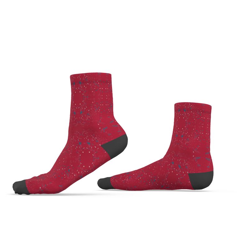 Approaching Christmas | Gifts | Men | Socks | Scatter Path Design Cardinal Red & Multi | Clutter Collection