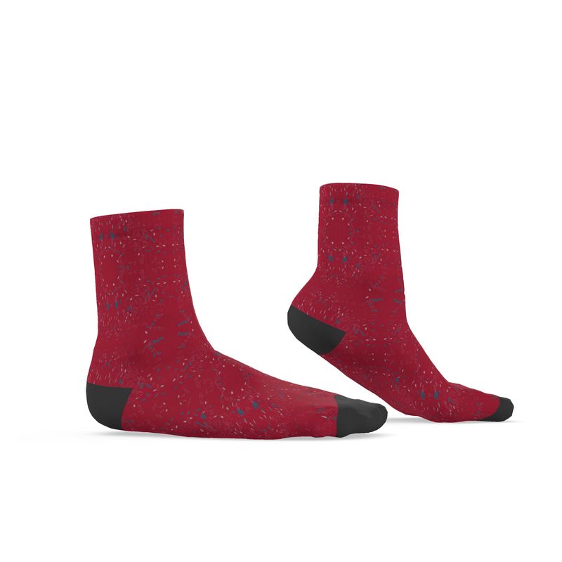 Approaching Christmas | Gifts | Men | Socks | Scatter Path Design Cardinal Red & Multi | Clutter Collection
