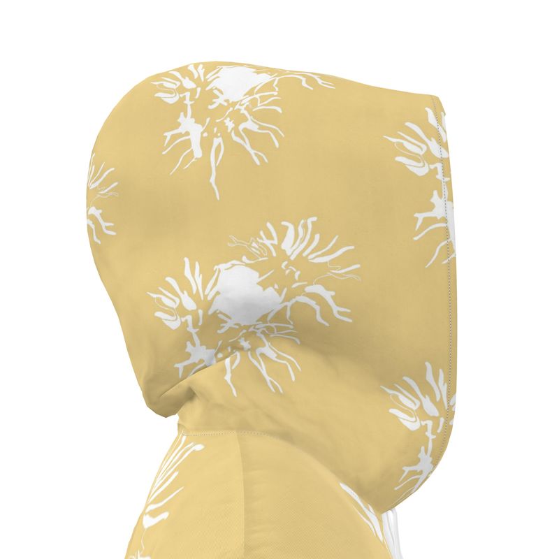 Women | Hooded Rain Mac | Abstract Whiskers Design Chamois & White | Outline Collection
