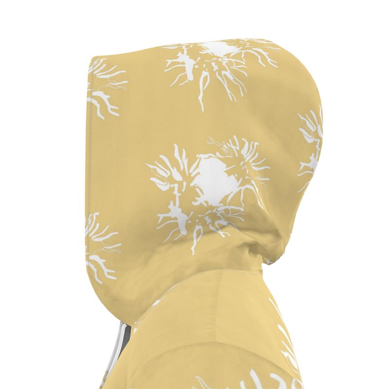 Women | Hooded Rain Mac | Abstract Whiskers Design Chamois & White | Outline Collection