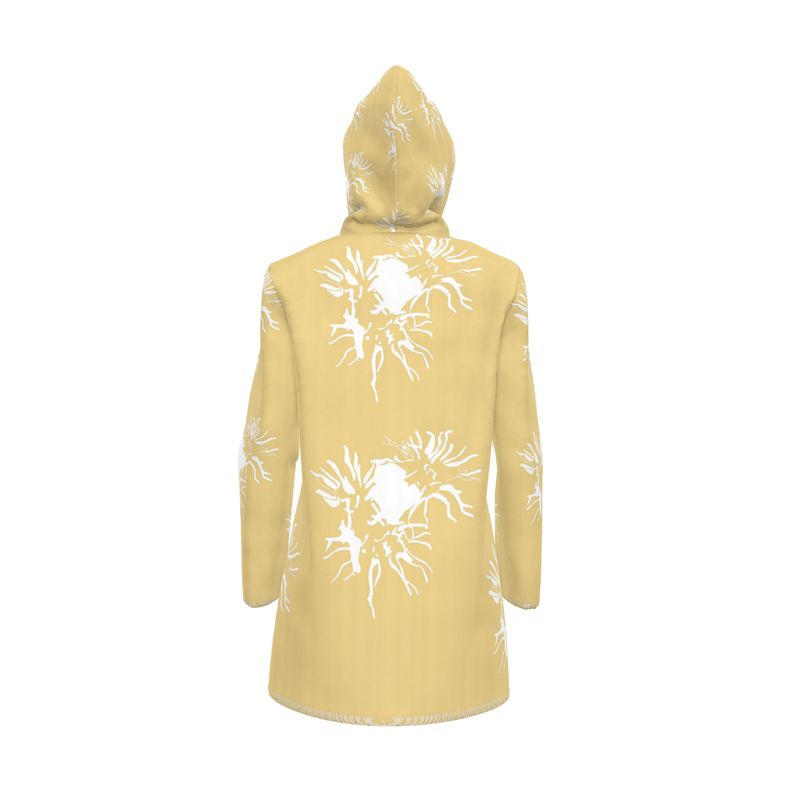 Women | Hooded Rain Mac | Abstract Whiskers Design Chamois & White | Outline Collection