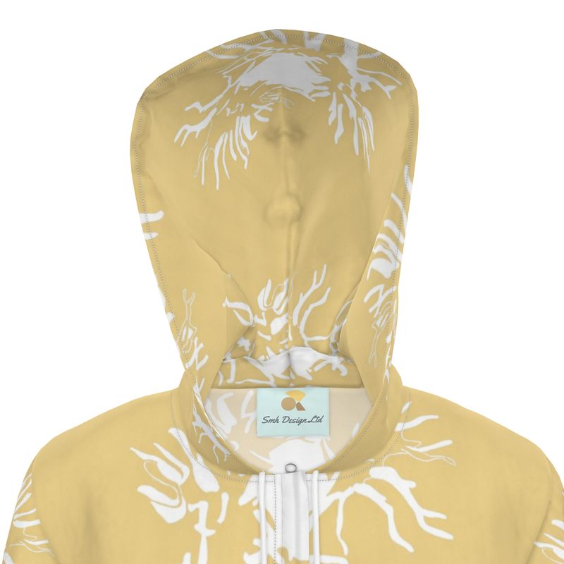 Women | Hooded Rain Mac | Abstract Whiskers Design Chamois & White | Outline Collection