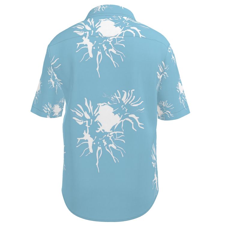 Men | Short Sleeved Shirt | Abstract Whiskers Design Cornflower & White | Outline Collection