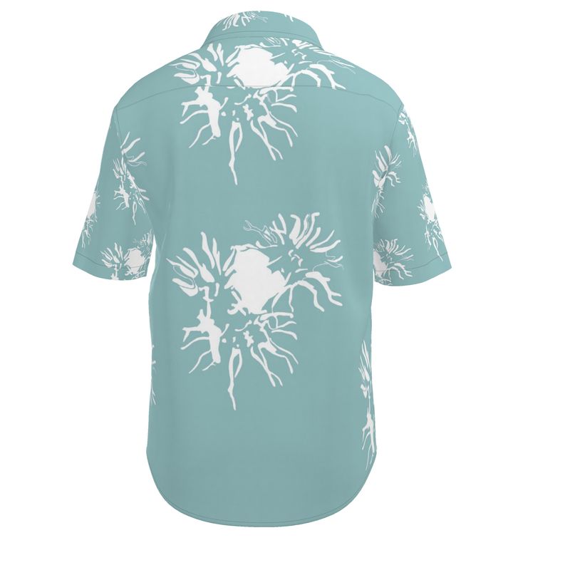 Men | Short Sleeved Shirt | Abstract Whiskers Design Shadow Green & White | Outline Collection