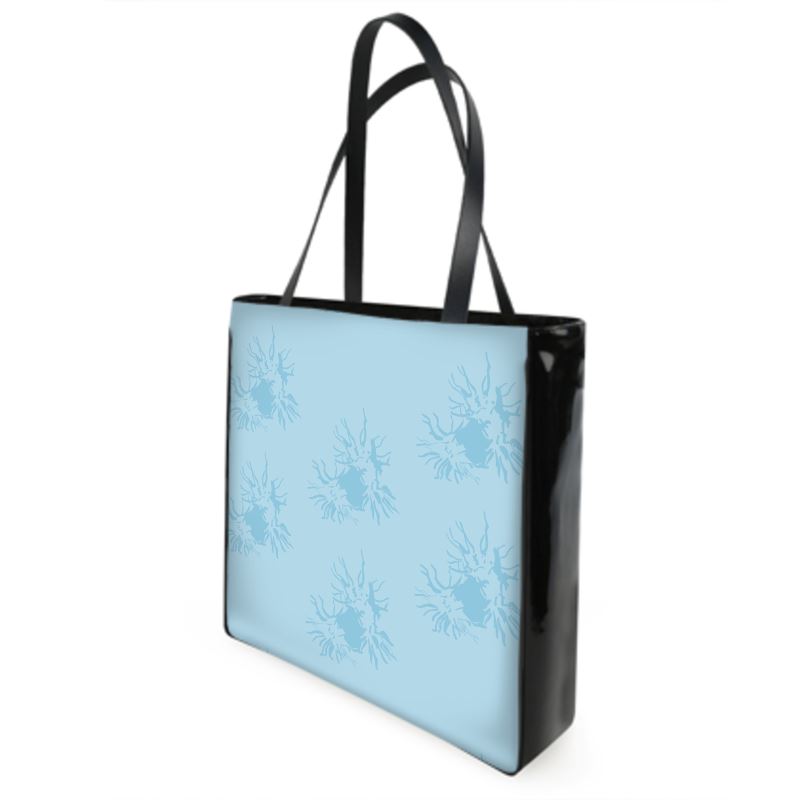 Fashion Accessories | Shopper Bag | Abstract Whiskers Design Cornflower & Back | Outline Collection