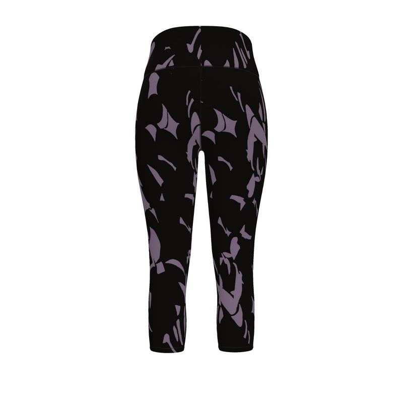 Autumn Arrival | Women | Sports Leggings | Tumbling Slivers Design Mamba & Black | Fragmentation Collection