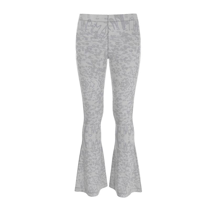 Women | High Waisted Flared Leggings | Profile Explosion Design Grey 80%| Outline Collection