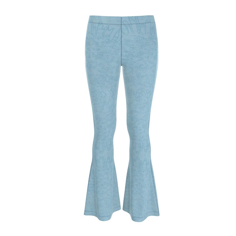 Activewear | Women | High Wasted Flared Leggings | Profile Explosion Design Cornflower| Outline Collection