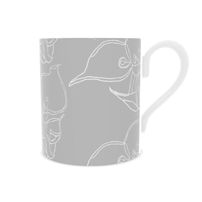 Homeware Accessories | Bone China Mug | 3D Silhouette Design Grey & White | Outline Collection