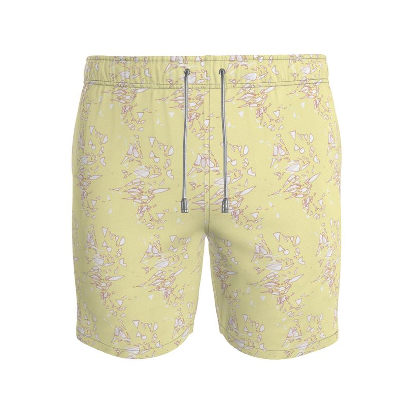 Men | Swim Shorts | Aspired Emergence Design Red & White Outline on Chiffon | Breakthrough Collection
