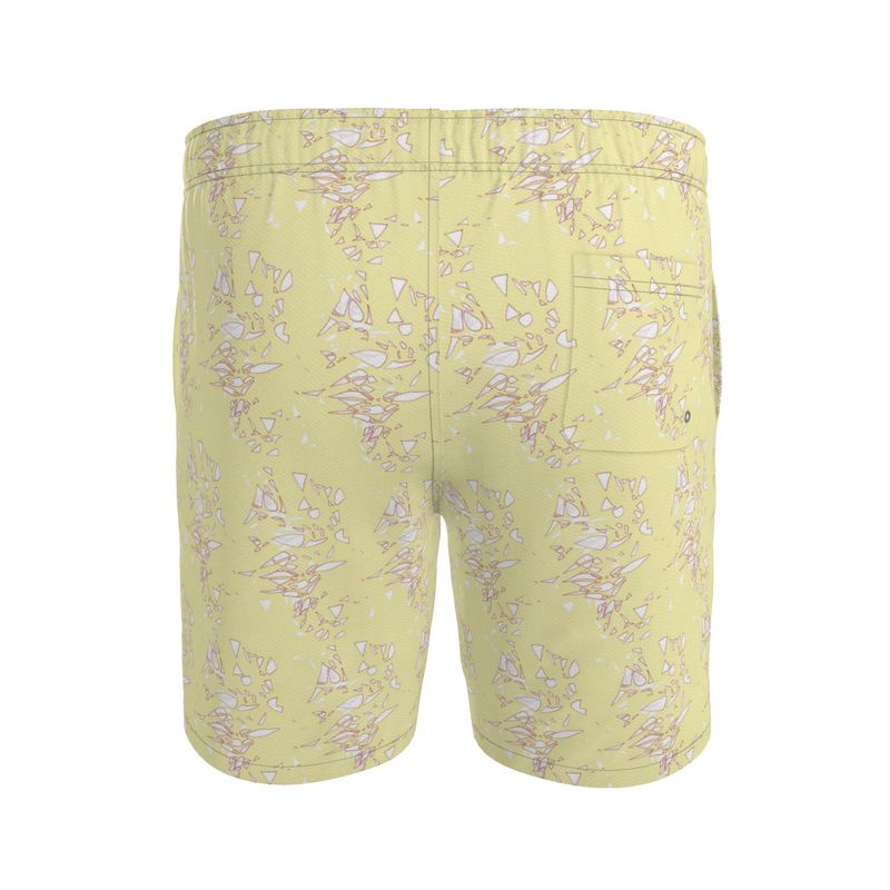 Men | Swim Shorts | Aspired Emergence Design Red & White Outline on Chiffon | Breakthrough Collection