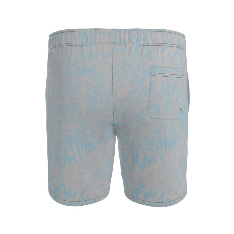 Activewear | Men | Swim Shorts – Profile Explosion Design | Cornflower on Grey | Outline Collection