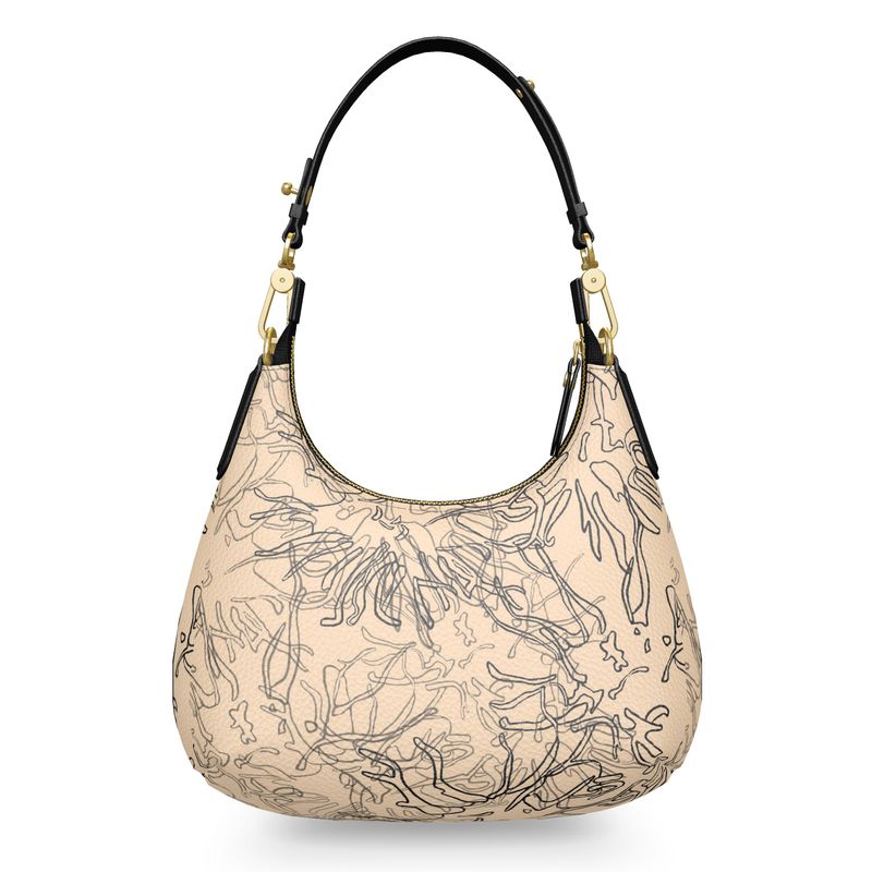 Approaching Christmas | Gifts | Women | Mini Curve Bag | Ghosted Contours Design Black & Pink Lady | Outline Glints Collection