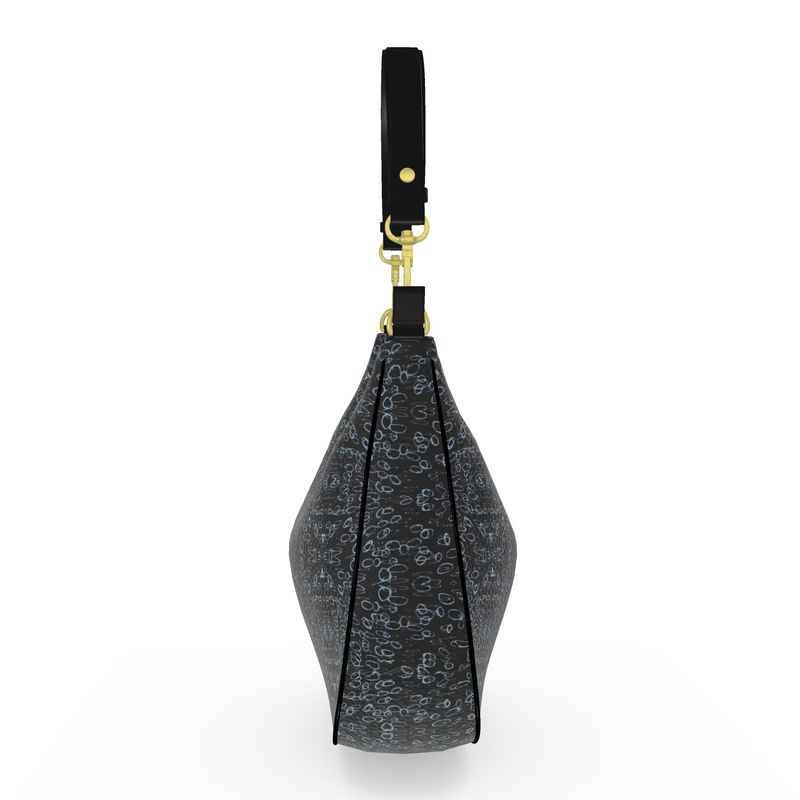 Approaching Christmas | Gifts | Women | Curve Hobo Bag | Profile Vortex Design Nepal & Black | Outline Glints Collection