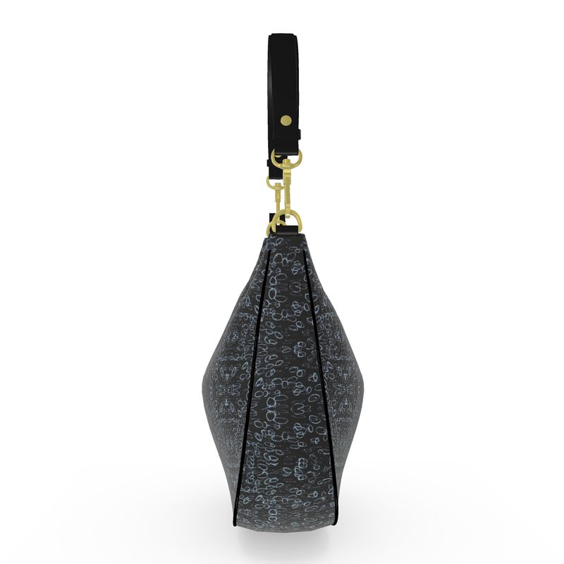 Approaching Christmas | Gifts | Women | Curve Hobo Bag | Profile Vortex Design Nepal & Black | Outline Glints Collection