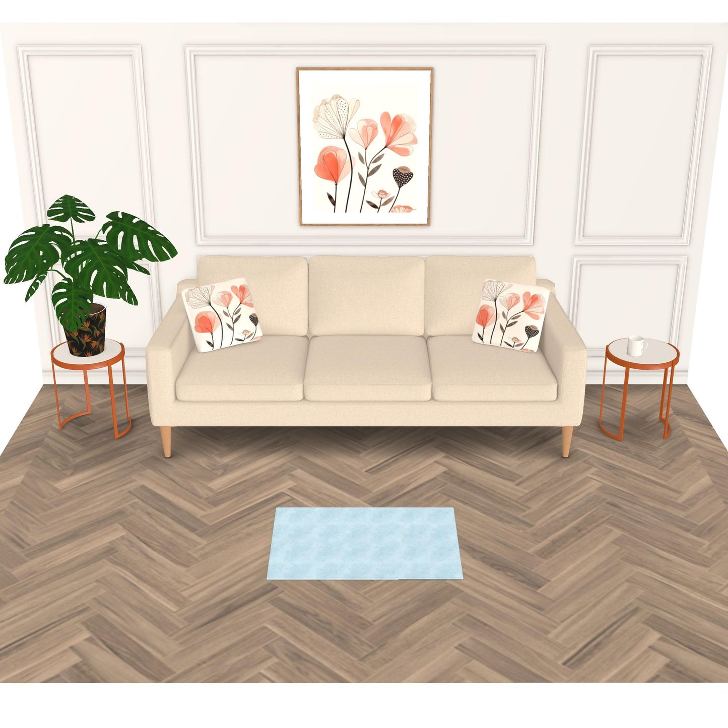 Interiors | Rugs | Evening Shadow Design Cornflower & Cornflower | Outline Collection