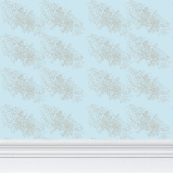 Interiors | Wallpaper | Evening Shadow Design Cornflower & Rodeo Dust | Outline Collection
