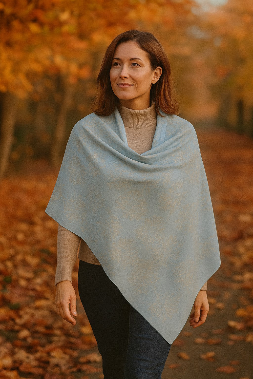 Approaching Christmas | Gifts | Women | Scarf Wrap Shawl | Mist in Contour Design Nepal, Reno Sand & White | Outline Glints Collection