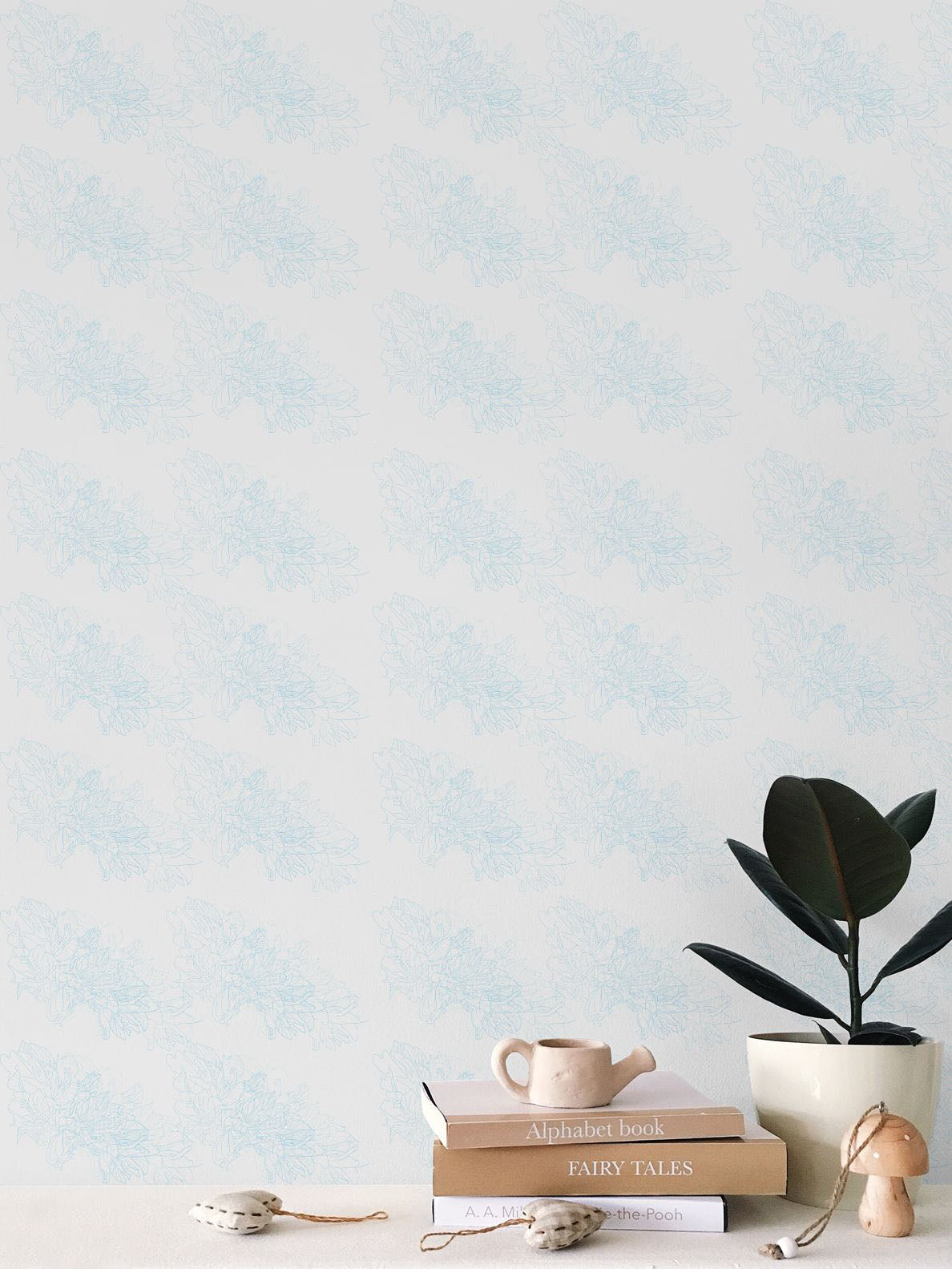 Interiors | Wallpaper | Evening Shadow Design Grey & Cornflower | Outline Collection