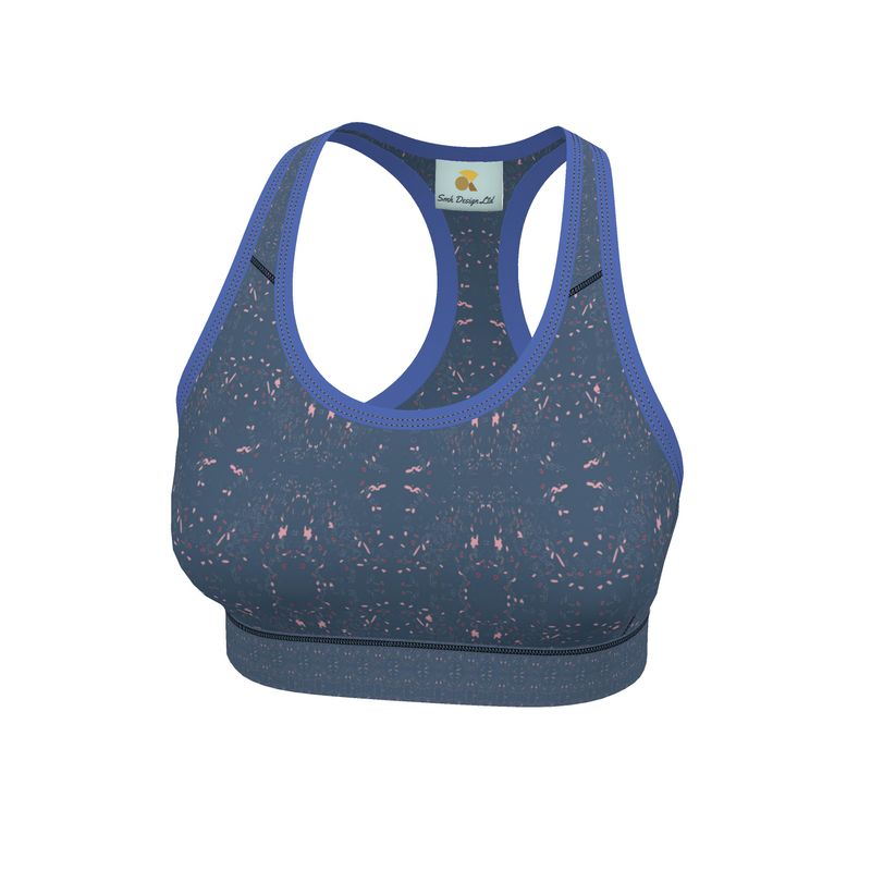 Autumn Arrival | Women | Sports Bra | Scatter Path Design Chambray & Multi | Clutter Collection