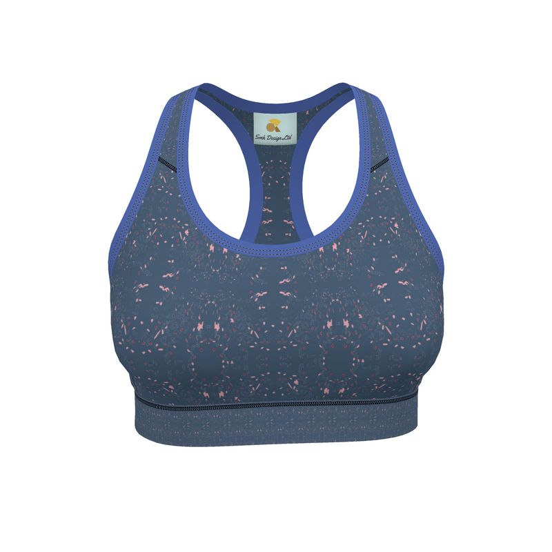 Autumn Arrival | Women | Sports Bra | Scatter Path Design Chambray & Multi | Clutter Collection