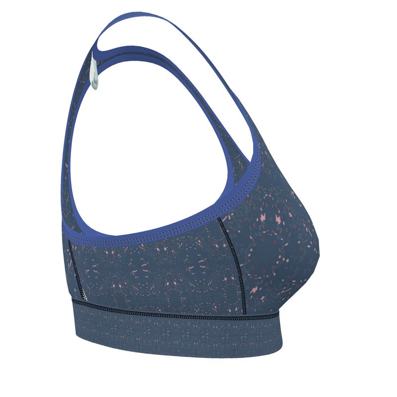 Autumn Arrival | Women | Sports Bra | Scatter Path Design Chambray & Multi | Clutter Collection