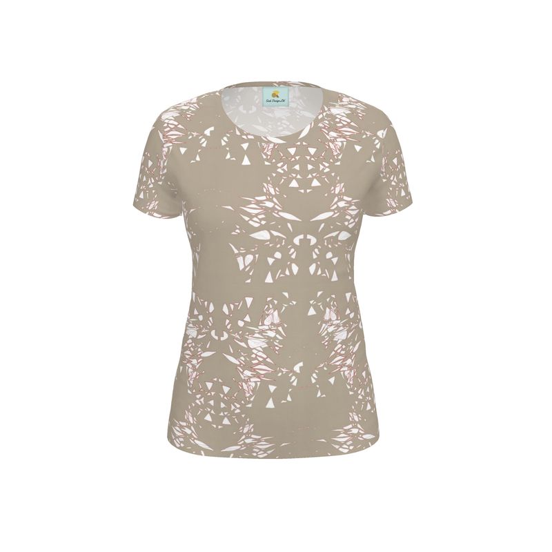 Women | T-Shirt | Surge of Emergence Design Bison Hide White & Red Outline | Breakthrough Collection