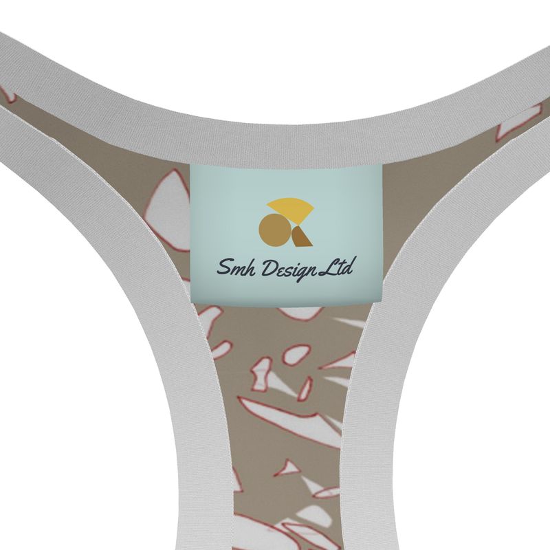 Activewear | Women | Sports Bra | Surge of Emergence Design Bison Hide White & Red Outline | Breakthrough Collection