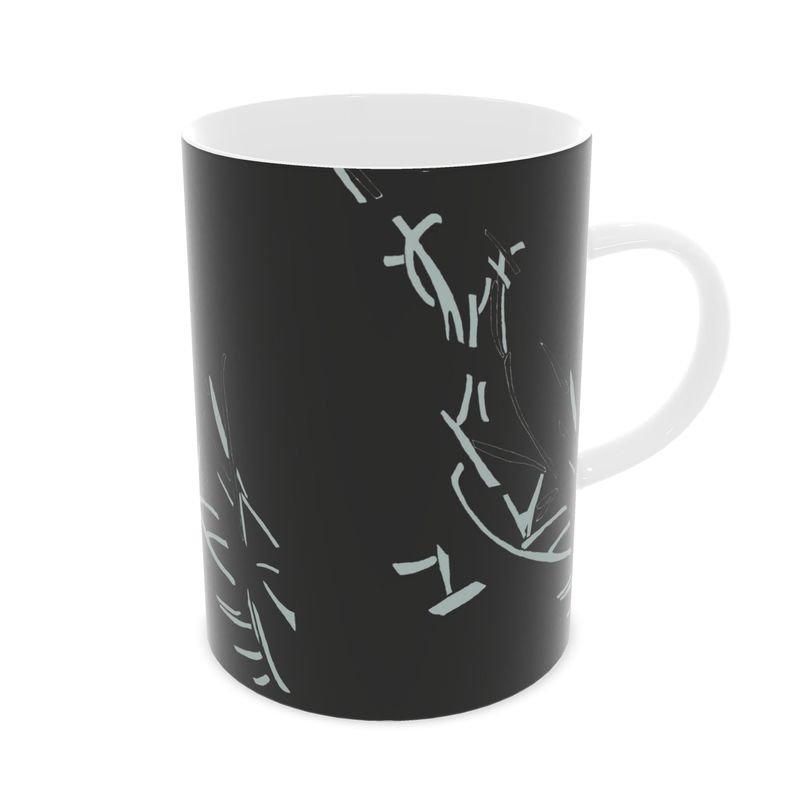 Autumn Arrival | Interiors | Fine Bone China Mug | Litter Trickle Design Black & Jet Stream | Fragmentation Collection