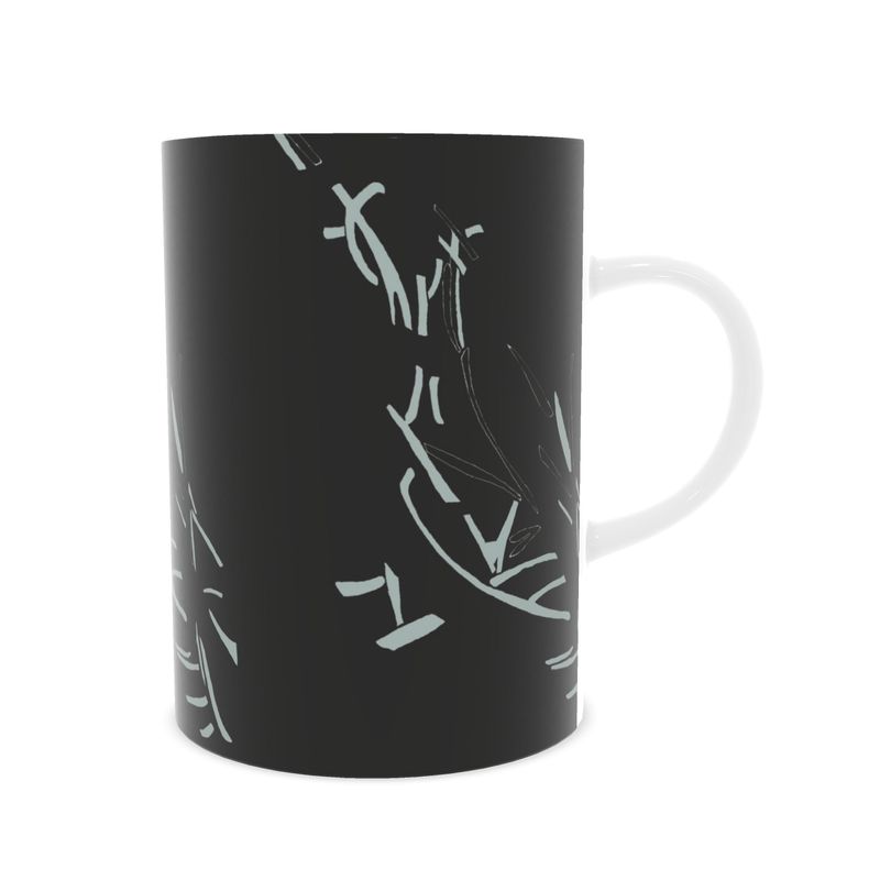 Autumn Arrival | Interiors | Fine Bone China Mug | Litter Trickle Design Black & Jet Stream | Fragmentation Collection