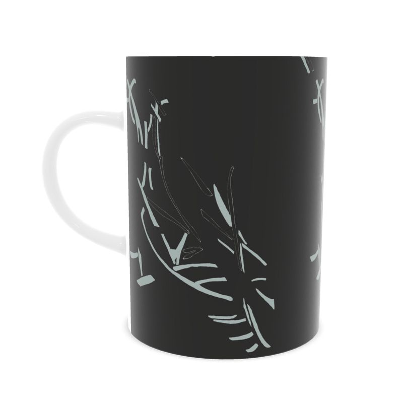 Autumn Arrival | Interiors | Fine Bone China Mug | Litter Trickle Design Black & Jet Stream | Fragmentation Collection