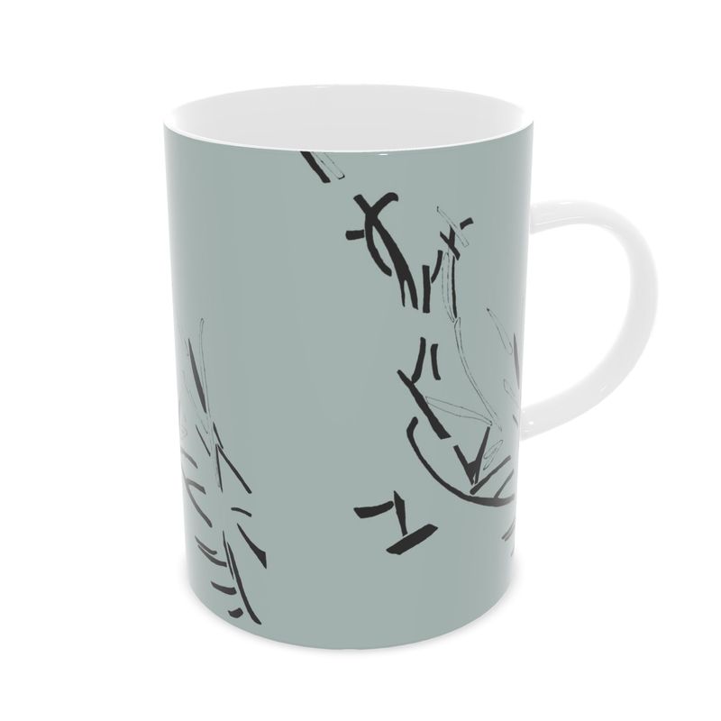 Autumn Arrival | Interiors | Fine Bone China Mug | Litter Trickle Design Jet Stream & Black | Fragmentation Collection