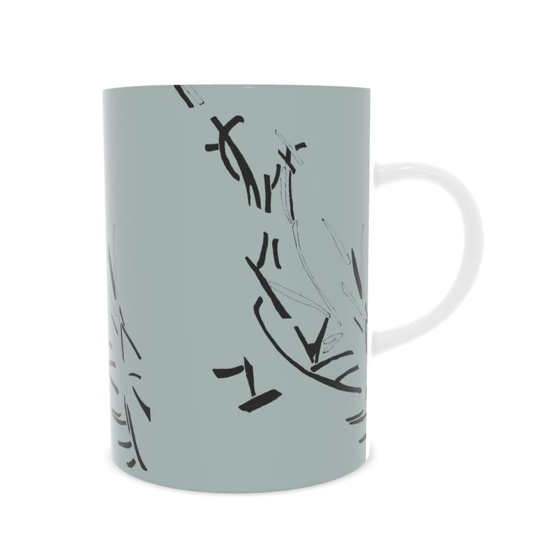Autumn Arrival | Interiors | Fine Bone China Mug | Litter Trickle Design Jet Stream & Black | Fragmentation Collection