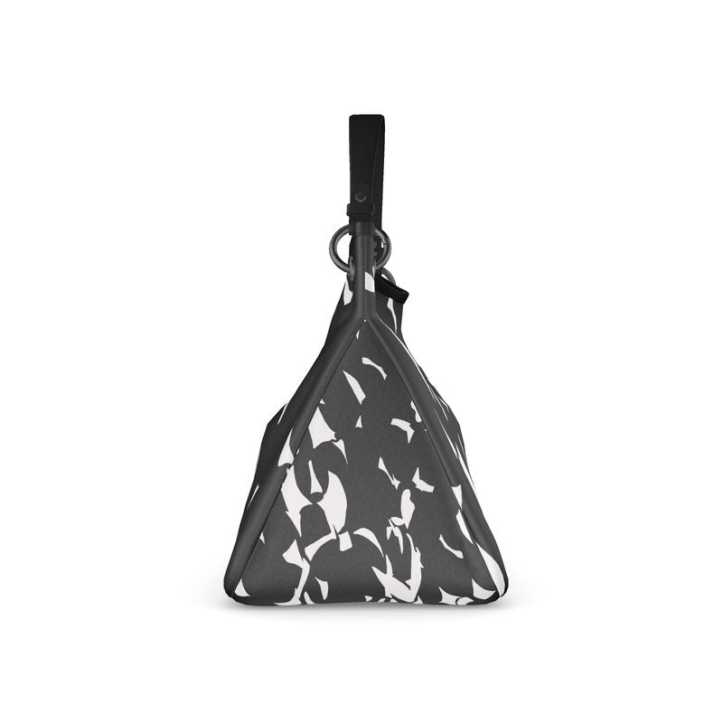 Approaching Christmas | Gifts | Women | Talbot Designer Slouch Bag | Tumbling Slivers Design White & Black | Fragmentation Collection