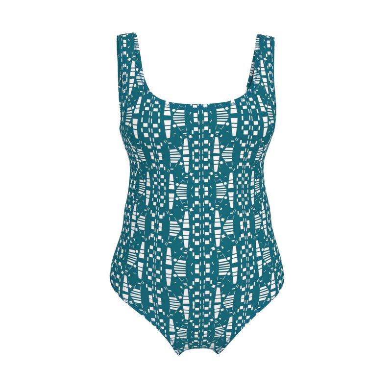 Activewear | Women | Swimsuit | City Views Design Dark Teal & White | Views in the City Collection