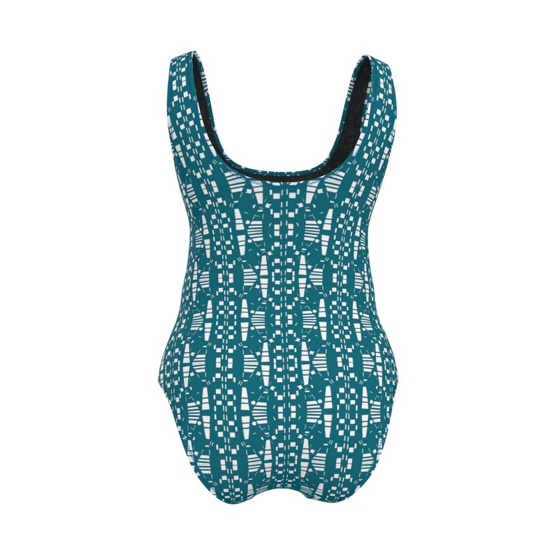 Activewear | Women | Swimsuit | City Views Design Dark Teal & White | Views in the City Collection