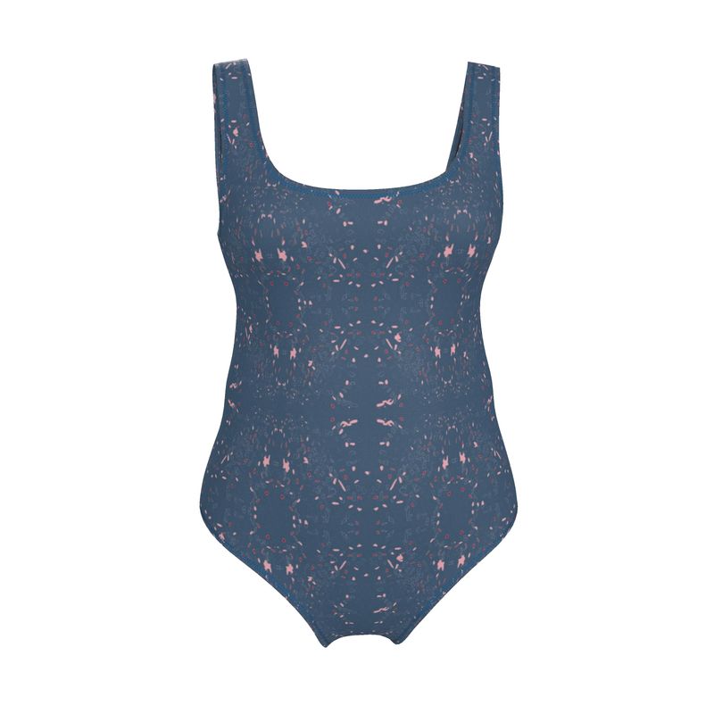 Clutter Collection - Activewear - Women - Swimsuit - Scatter Path Design - Chambray & Multi