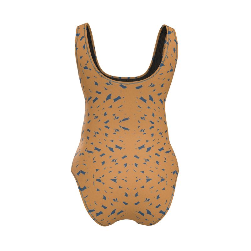 Clutter Collection - Activewear - Women - Swimsuit - Slithers Commotion Design - Whiskey Sour & Chambray