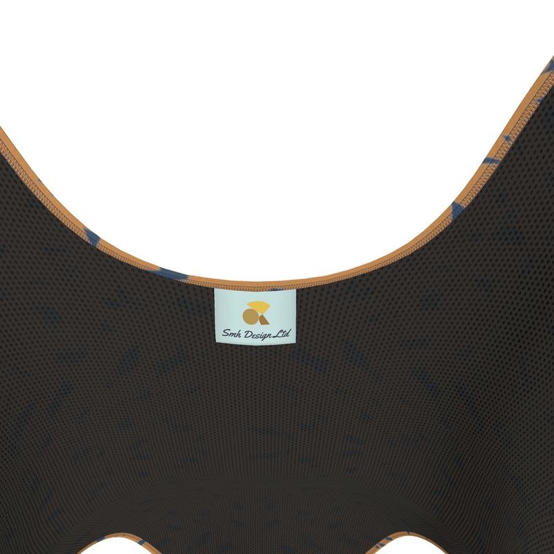 Clutter Collection - Activewear - Women - Swimsuit - Slithers Commotion Design - Whiskey Sour & Chambray