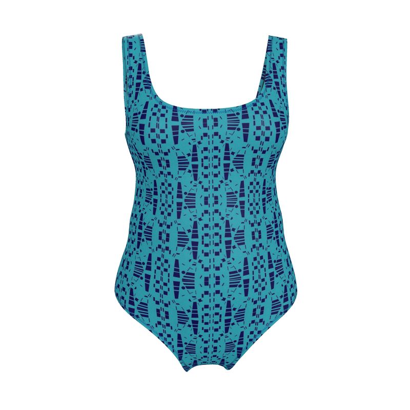 Activewear | Women | Swimsuit | City Views Design Light  Teal & Navy | Views in the City Collection
