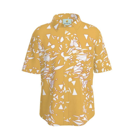 Men | Short Sleeve Shirt | Surge of Emergence Design | Gamboge White & Red Outline | Breakthrough Collection