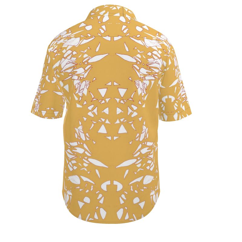 Men | Short Sleeve Shirt | Surge of Emergence Design | Gamboge White & Red Outline | Breakthrough Collection