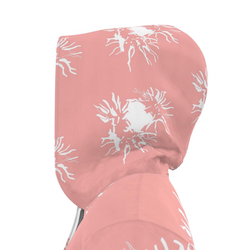 Women | Hooded Rain Mac | Abstract Whiskers Design Sundown & White | Outline Collection