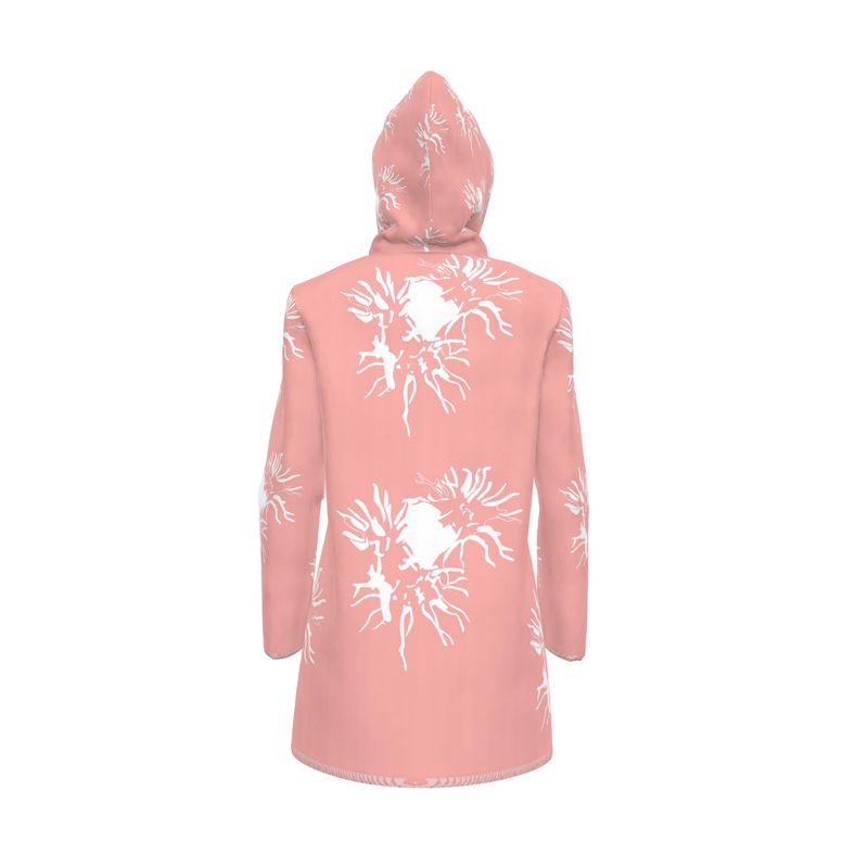 Women | Hooded Rain Mac | Abstract Whiskers Design Sundown & White | Outline Collection