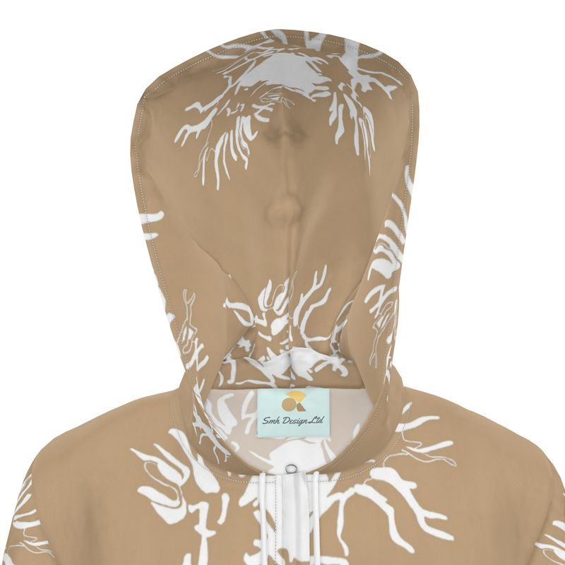 Women | Hooded Rain Mac | Abstract Whiskers Design Rodeo Dust & White | Outline Collection