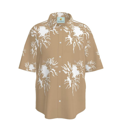 Men | Short Sleeve Shirt | Abstract Whiskers Design | White on Rodeo Dust | Outline Collection