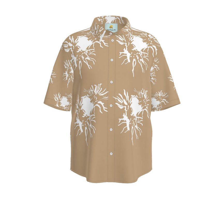 Men | Short Sleeve Shirt | Abstract Whiskers Design | White on Rodeo Dust | Outline Collection